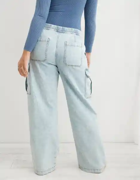 Pantalón Aerie Cintura Elástica Azul Small American Eagle