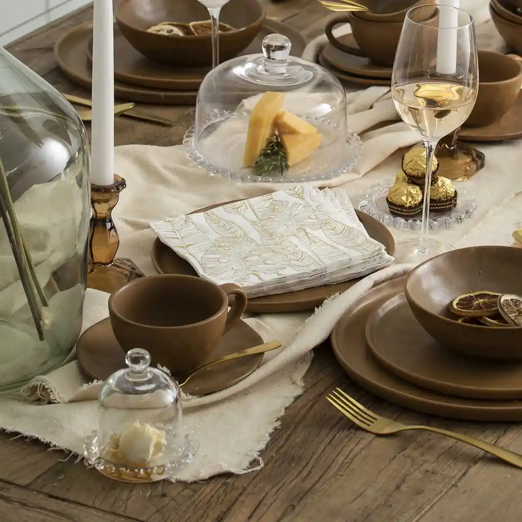 Servilleta Silueta Hoja Dorada Ambiente Gourmet