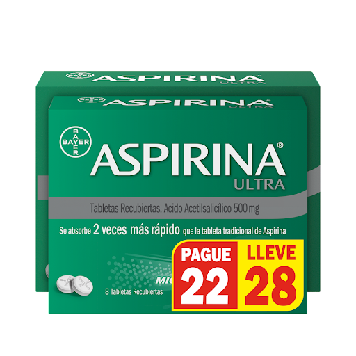 Aspirina Ultra Acido Acetilsalicilico 500 Mg Bayer Caja