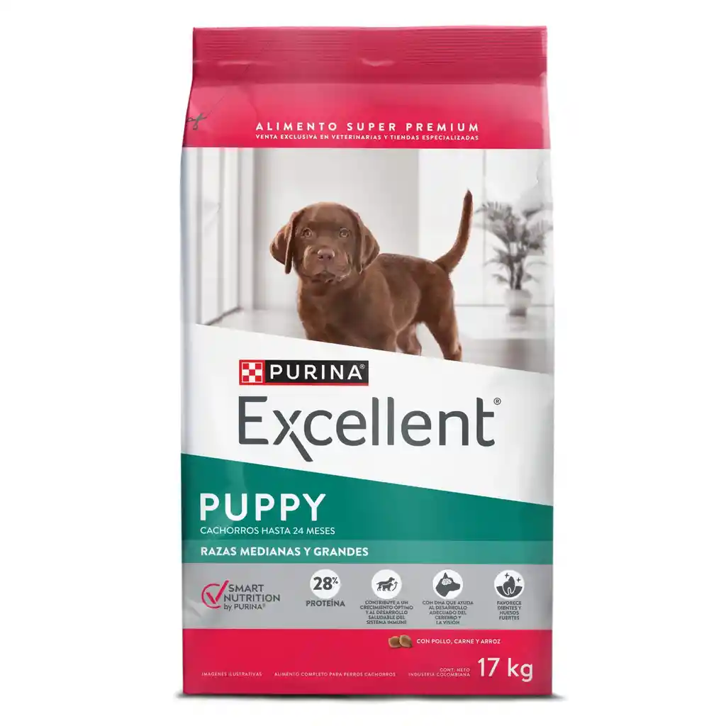 Comida para perros EXCELLENT PUPPY Razas Medianas y Grandes x 17 kg