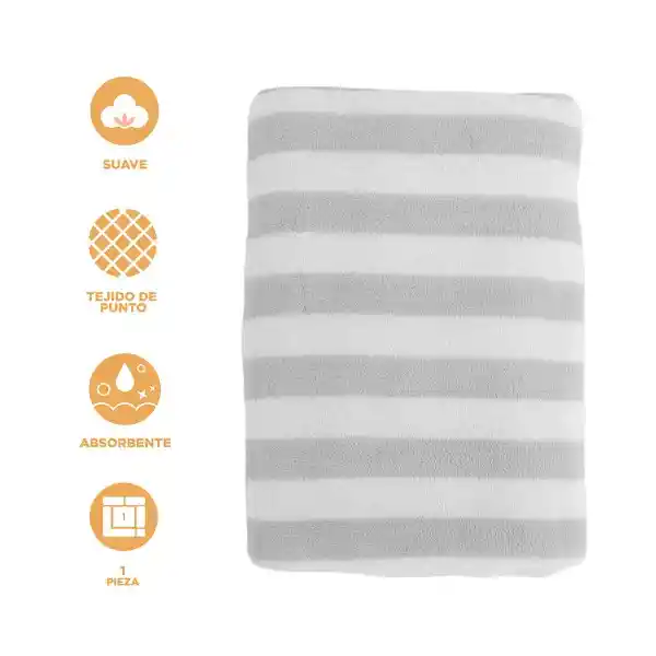Toalla de Baño Polar Rayada Gris Miniso