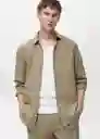 Camisa Rug Khaki Talla M Hombre Mango