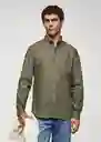 Camisa Twill Khaki Talla S Hombre Mango