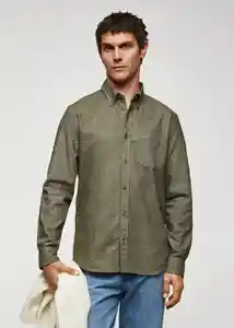 Camisa Twill Khaki Talla S Hombre Mango