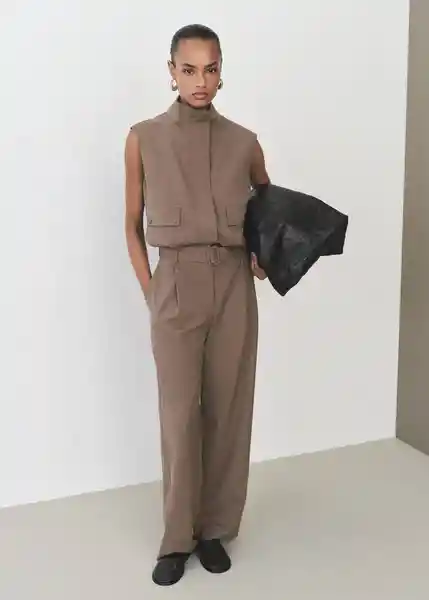 Pantalón Oliana Topo Talla 38 Mujer Mango