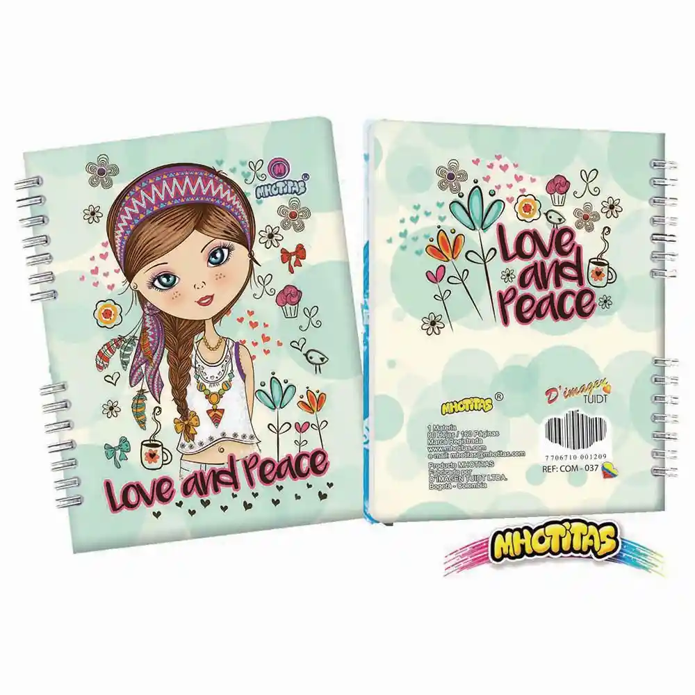 Mhotitas Cuaderno Mini D'Imagen Cuadriculado Argollado 80 Hojas