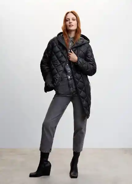 Anorak Gamba Negro Talla 18 Mujer Mango