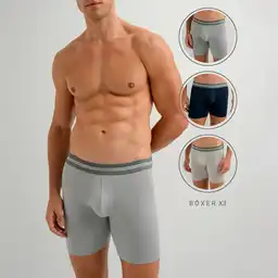 Bóxer Medio Ajustado en Algodón Masculino Dubai X3 Punto Blanco