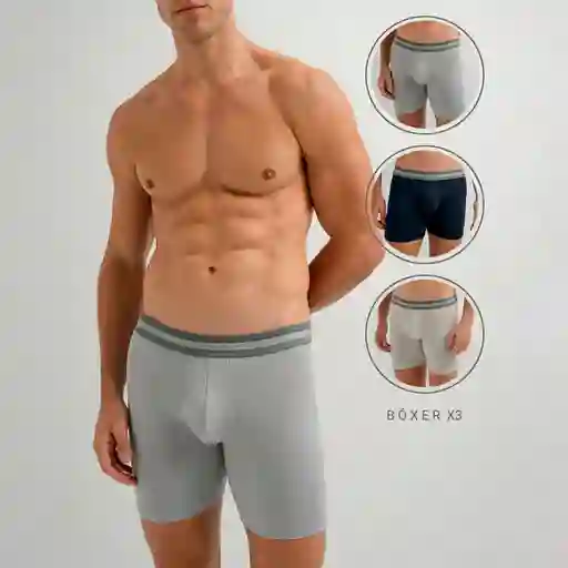 Bóxer Medio Ajustado en Algodón Masculino Dubai X3 Punto Blanco