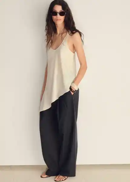 Pantalón Bali Navy Talla 38 Mujer Mango