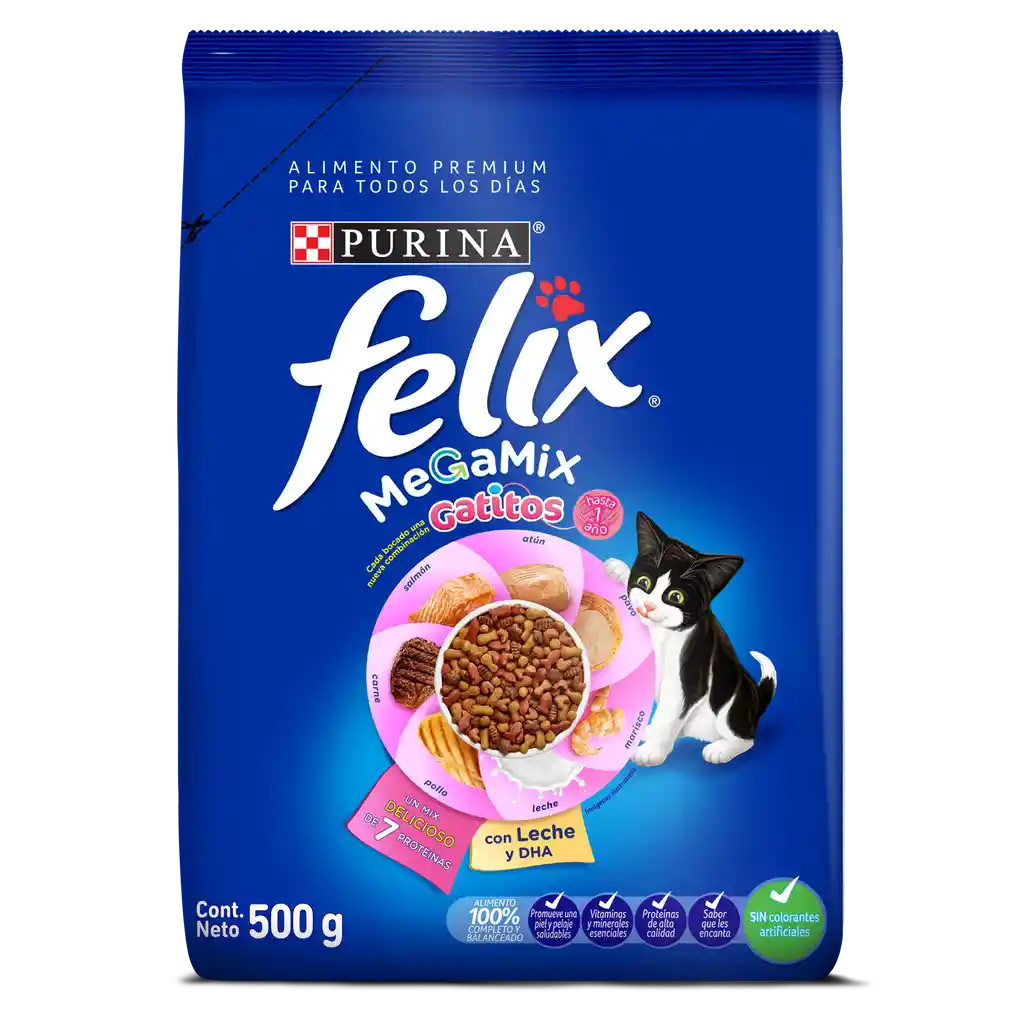 Comida para Gatitos Purina Felix Megamix x 500gr
