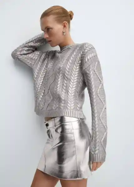 Jersey Foil Plata Talla S Mujer Mango