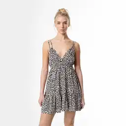 Vestido Corto de Tiras en Viscosa Femenino Aefluxi Gef
