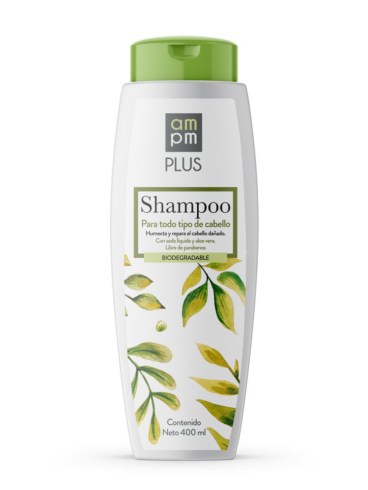 Shampoo Biodegradable Para Todo Tipo de Cabello Ampm Plus 400 ml