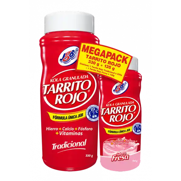 Tarrito Rojo Kola Granulada Sabor Tradicional y Fresa 465 g