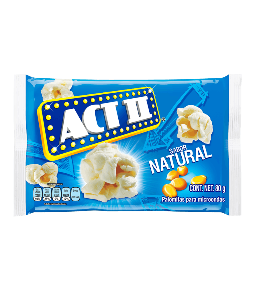 Act II Palomitas de Maíz para Microondas Sabor Natural 80 g