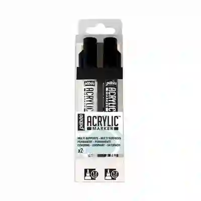 Pebeo Set Marcador Acrylic Blanco/Negro 1.2 mm