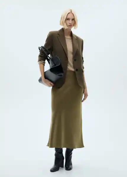 Falda Mia2 Verde Talla S Mujer Mango