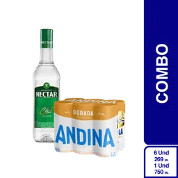 Combo Andina Cerveza 6 Und + Nectar Aguardiente Club Sin Azúcar