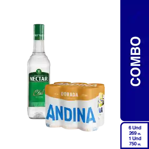 Combo Andina Cerveza 6 Und + Nectar Aguardiente Club Sin Azúcar