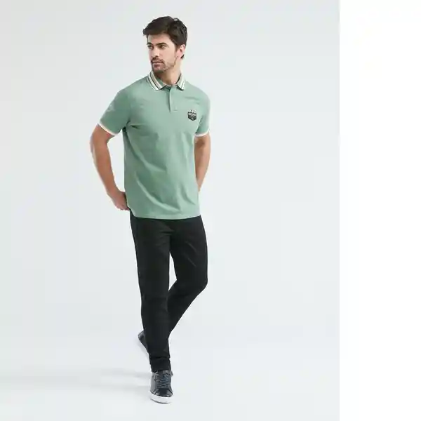 Camiseta Lines Contrast Neck Hombre Verde Talla M Chevignon