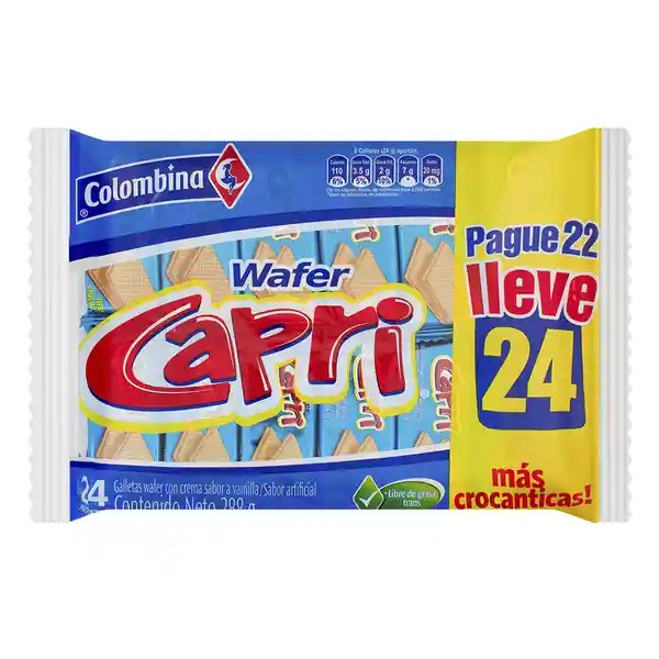 Wafer Capri Sabor A Vainilla