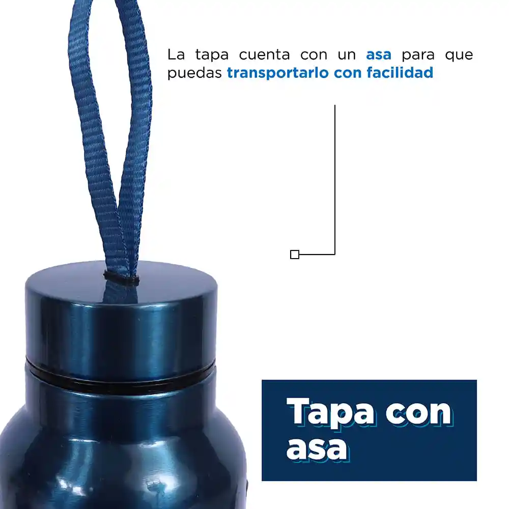 Miniso Termo de Acero Inoxidable Con Correa Azul 950 mL