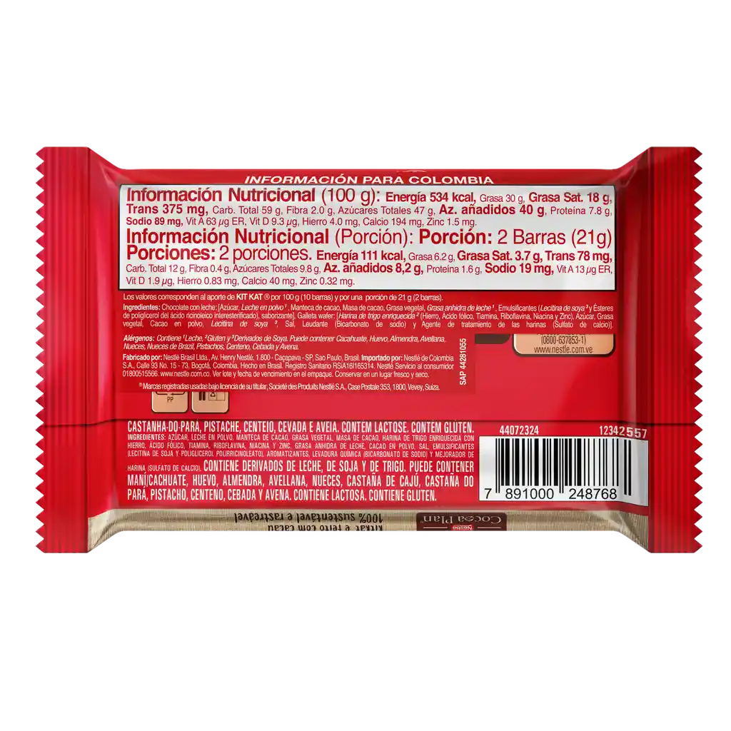 Galletas KITKAT recubiertas con chocolate con leche x 41,5g