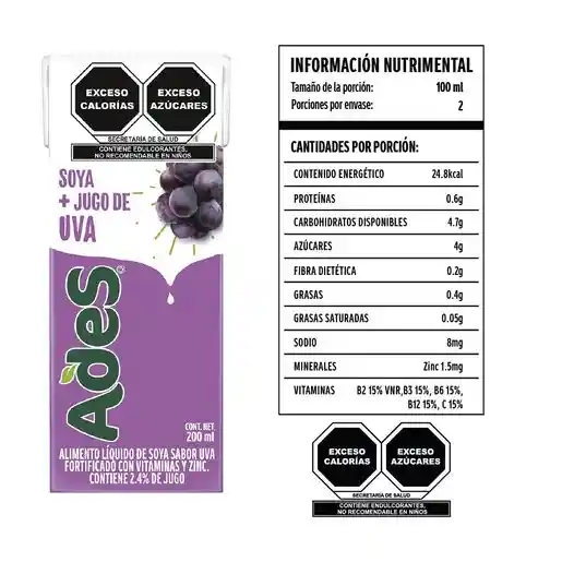 Ades Bebida de Soya con Jugo de Uva