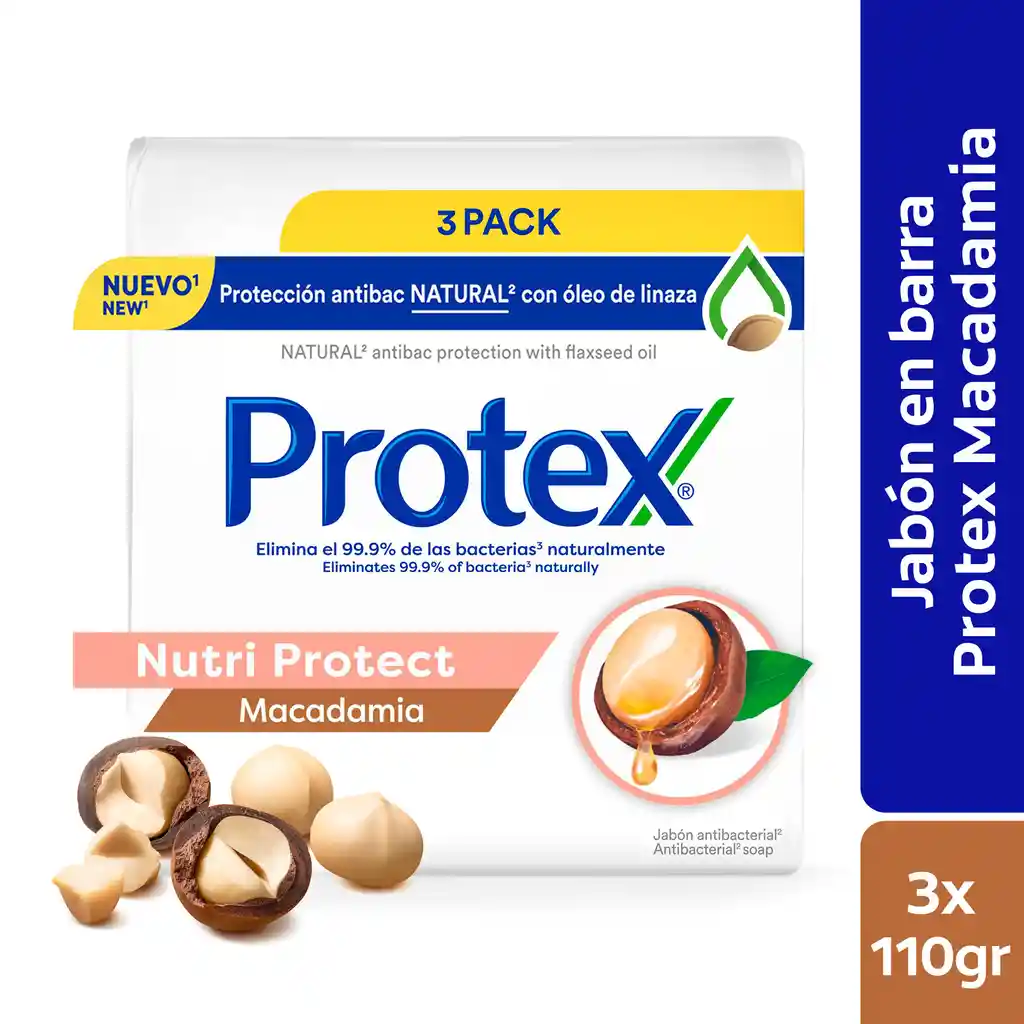 Protex Jabón de Tocador Antibacterial Macadamia