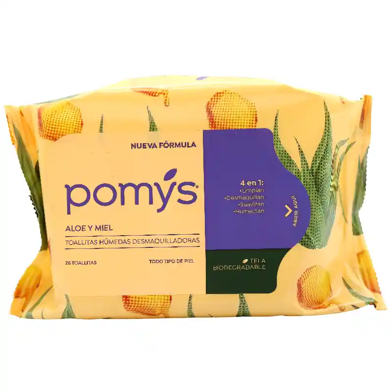 Toallitas Húmedas Desmaquilladoras Pomys Aloe Y Mielx28 Und