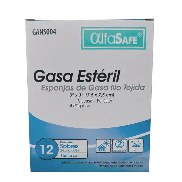 GASA ESTERIL NO TEJIDA 3x3 PULG 24UNIDADES
