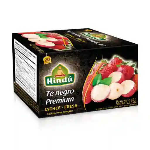 Hindú Té Negro Premium Lychee Fresa y Jengibre