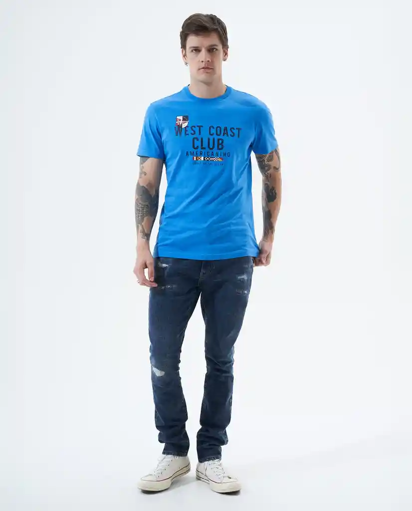 Camiseta Hombre Azul Talla M 841F002 Americanino