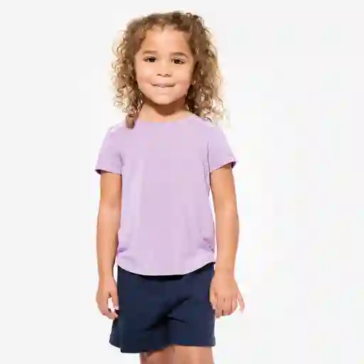 Camiseta Liviana Manga Corta Para Niños De 4-5 Años Domyos Lila