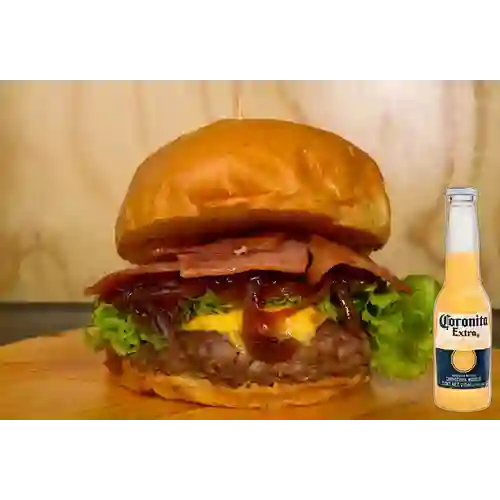 Hamburguesa la parada + corona 210 ml