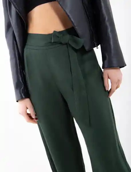 Pantalón Moño Frontal Verde Nafta Ultraoscuro Talla 8 Mujer Naf Naf