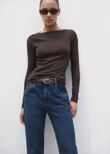 Camiseta Lilobar Chocolate Talla S Mujer Mango