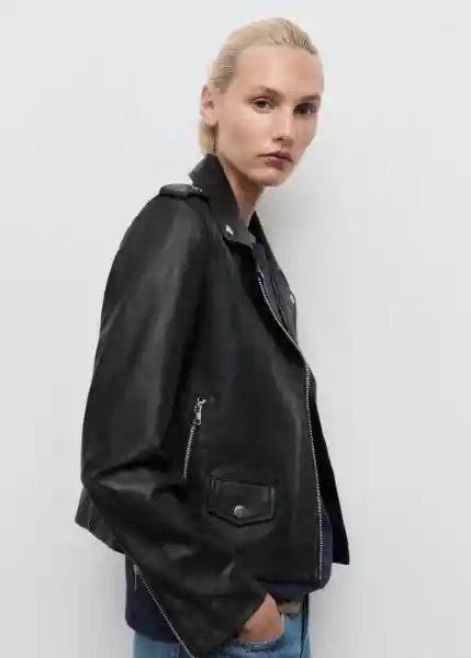 Chaqueta Cazadora Perfect Negro Talla XL Mujer Mango