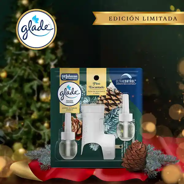 Glade Aceite Natural Pino Encantado Aparato + Repuestos 3 Und