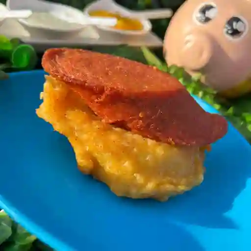 Papa con salchichon