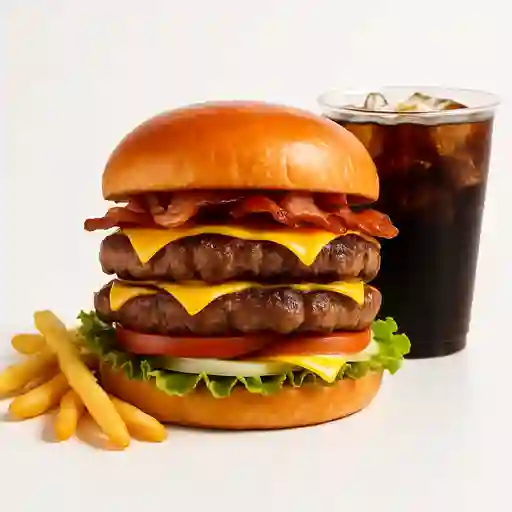 Hamburguesa Doblé Carne y Gaseosa