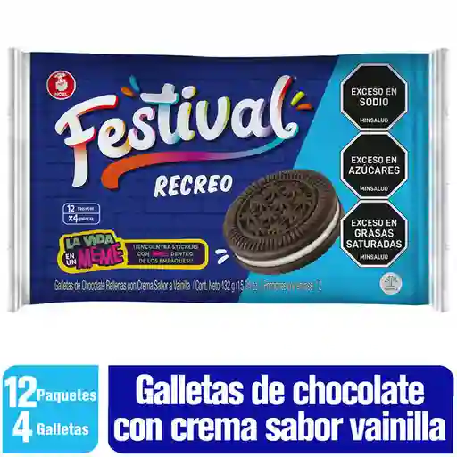 Festival Galletas de Chocolate Recreo con Crema Sabor a Vainilla