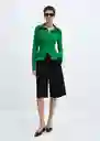 Camisa Frunci Verde Talla XS Mujer Mango