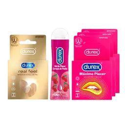 Combo Durex Condón Real Feel + Durex Gel Lubricante Cereza