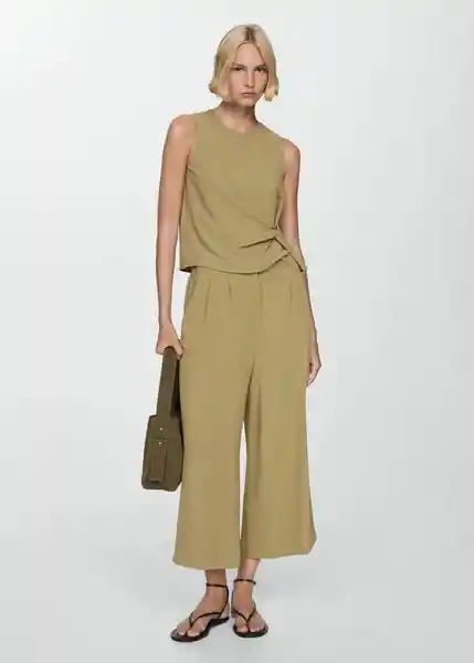 Pantalón Burbu-H Khaki Talla L Mujer Mango