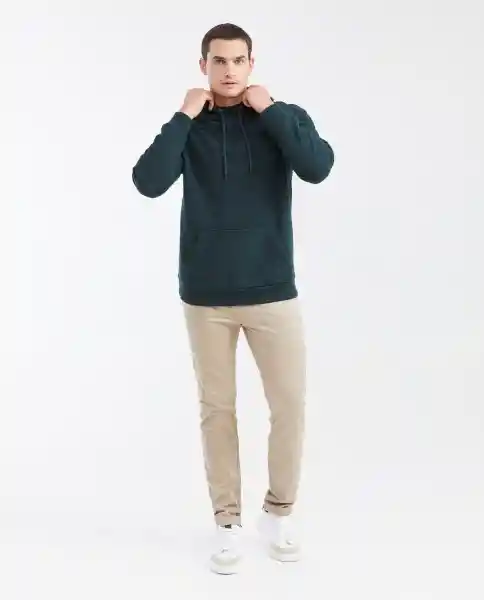 Buzo Hoodie Basic Verde Nafta Ultraoscuro Talla L Chevignon