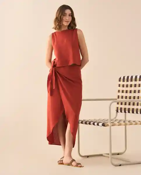 Falda Rojo Cinabrio Oscuro Talla S 641G002 Esprit