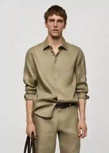 Camisa Parrot Khaki Talla M Hombre Mango