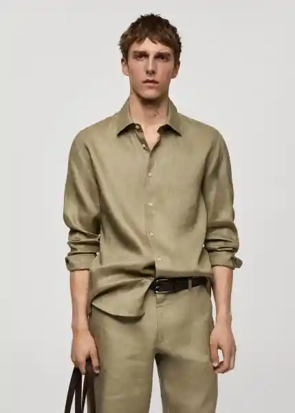 Camisa Parrot Khaki Talla M Hombre Mango